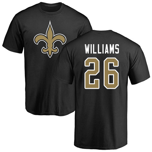 Men New Orleans Saints Black P J  Williams Name and Number Logo NFL Football #26 T Shirt->new orleans saints->NFL Jersey